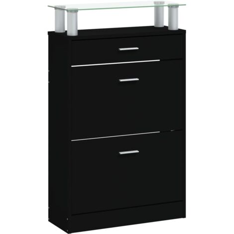 Zapatero zapatero mueble de almacenaje entrada pasillo salón 63 x 24 x 104 cm madera contrachapada negra 020022008
