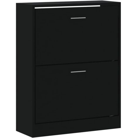 Zapatero zapatero mueble de almacenaje entrada pasillo salón 63 x 24 x 81 cm madera contrachapada negra 020022010