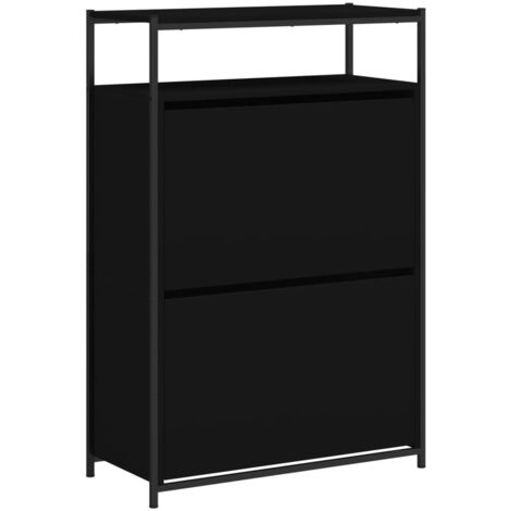 Zapatero zapatero mueble de almacenaje entrada pasillo salón 75 x 34 x 112 cm madera contrachapada negra 020022018