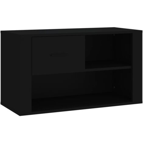 Zapatero zapatero mueble de almacenaje entrada pasillo salón 80 x 35 x 45 cm madera contrachapada negra 020022024