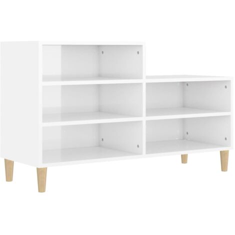 Zapatero zapatero mueble de almacenaje entrada pasillo salón brillante 102 x 36 x 60 cm madera contrachapada blanca 020021288