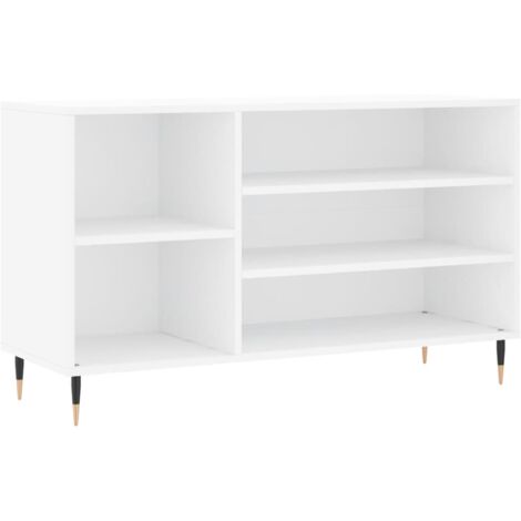 Zapatero zapatero mueble de almacenaje entrada pasillo salón brillante 102 x 36 x 60 cm madera contrachapada blanca 020021290