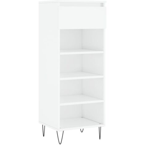 Zapatero zapatero mueble de almacenaje entrada pasillo salón brillante 40 x 36 x 105 cm madera contrachapada blanca 020021515