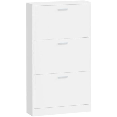Zapatero zapatero mueble de almacenaje entrada pasillo salón brillante 59 x 17 x 108 cm madera contrachapada blanca 020021305