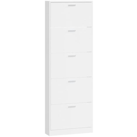 Zapatero zapatero mueble de almacenaje entrada pasillo salón brillante 59 x 17 x 169 cm madera contrachapada blanca 020021307