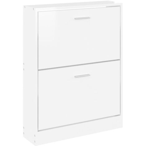 Zapatero zapatero mueble de almacenaje entrada pasillo salón brillante 59 x 17 x 81 cm madera contrachapada blanca 020021308