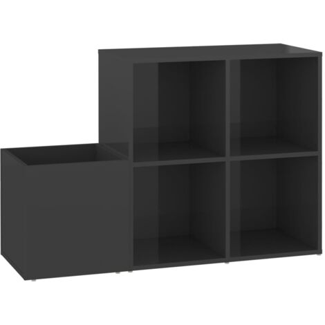 Zapatero zapatero mueble de almacenaje entrada pasillo salón brillante madera de ingeniería gris 020021758