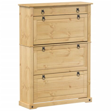 Zapatero zapatero mueble de almacenaje entrada pasillo salón Corona 99 x 32 x 138 cm madera maciza de pino marrón 020021748