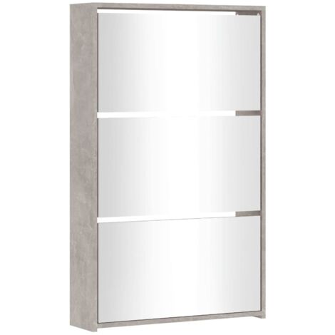 Zapatero zapatero mueble de almacenaje entrada pasillo salón espejo 3 niveles x 63 x 17 x 102,5 cm gris 020021883