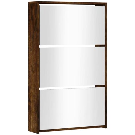 Zapatero zapatero mueble de almacenaje entrada pasillo salón espejo 3 niveles x 63 x 17 x 102,5 cm marrón 020021882