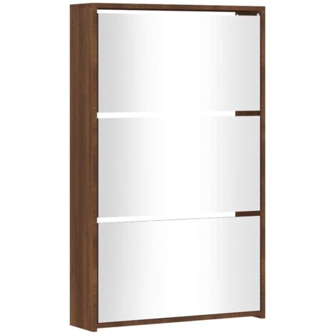 Zapatero zapatero mueble de almacenaje entrada pasillo salón espejo 3 niveles x 63 x 17 x 102,5 cm marrón 020021885