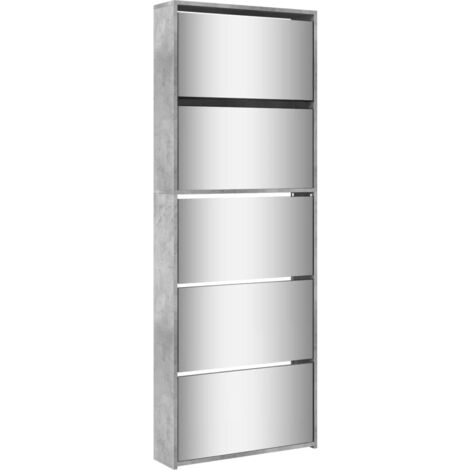 Zapatero zapatero mueble de almacenaje entrada pasillo salón espejo 5 niveles x 63 x 17 x 169,5 cm gris 020021890