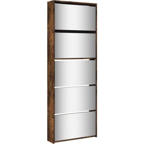Zapatero zapatero mueble de almacenaje entrada pasillo salón espejo 5 niveles x 63 x 17 x 169,5 cm marrón 020021889