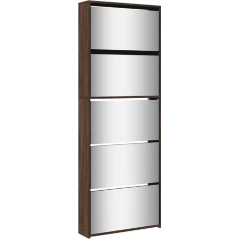 Zapatero zapatero mueble de almacenaje entrada pasillo salón espejo 5 niveles x 63 x 17 x 169,5 cm marrón 020021892