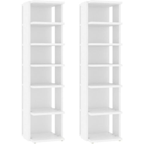 Zapatero zapatero mueble de almacenaje entrada pasillo salón juego de 2 27,5 x 27 x 102 cm madera contrachapada blanca 020022124