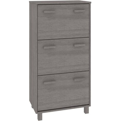 Zapatero zapatero mueble de almacenaje entrada pasillo salón luz 59,5 x 35 x 117 cm Pino macizo gris 020021862