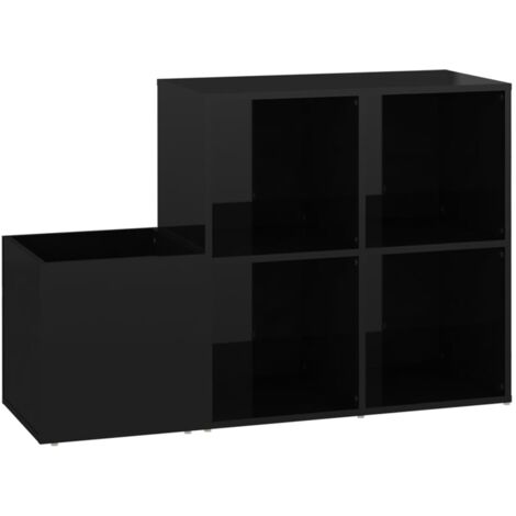 Zapatero zapatero mueble de almacenaje entrada pasillo salón madera contrachapada negro brillante 020021760