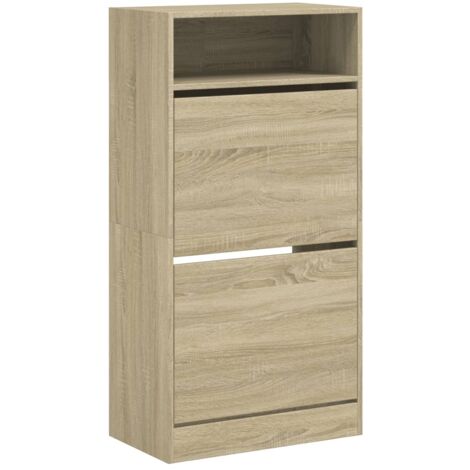 Zapatero zapatero mueble de almacenaje entrada pasillo salón Sonoma 60 x 34 x 116 cm madera contrachapada marrón 020021711
