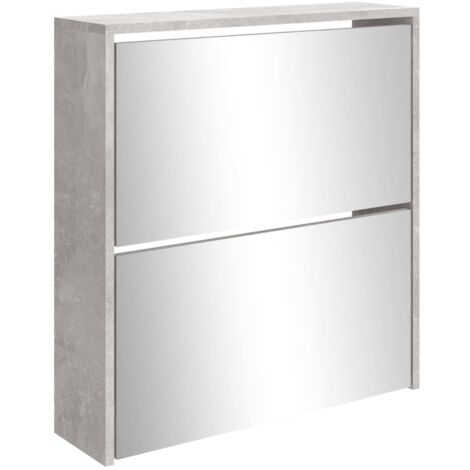 Zapatero zapatero mueble de almacenaje entrada pasillo salón y espejo 2 niveles x 63 x 17 x 67 cm gris 020021763