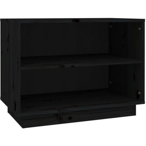 Zapatero zapatero mueble de almacenamiento entrada pasillo salón 60 x 34 x 45 cm madera maciza de pino negro 020021996