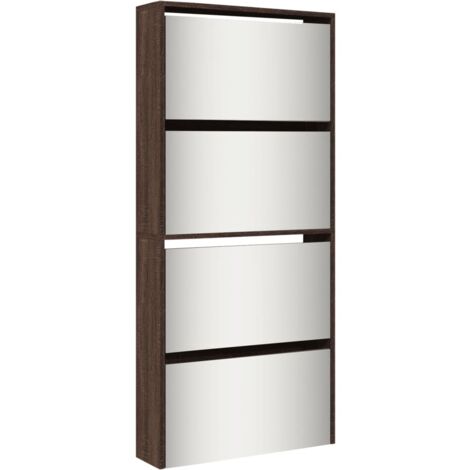 Zapatero zapatero mueble de almacenamiento entrada pasillo salón espejo 4 niveles x 63 x 17 x 134 cm marrón 020021887