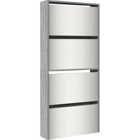 Zapatero zapatero mueble de almacenamiento entrada pasillo salón espejo 4 niveles x sonoma 63 x 17 x 134 cm gris 020021888