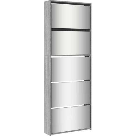 Zapatero zapatero mueble de almacenamiento entrada pasillo salón espejo 5 niveles x sonoma 63 x 17 x 169,5 cm gris 020021891