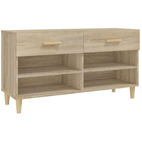 Zapatero zapatero mueble de almacenamiento entrada pasillo salón Sonoma 102 x 35 x 55 cm madera contrachapada marrón 020021671