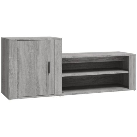Zapatero zapatero mueble de almacenamiento entrada pasillo salón Sonoma 130 x 35 x 54 cm gris madera contrachapada 020022060