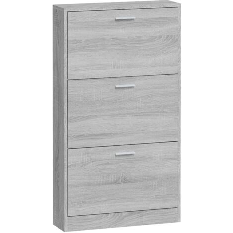 Zapatero zapatero mueble de almacenamiento entrada pasillo salón Sonoma 59 x 17 x 108 cm madera contrachapada gris 020022070