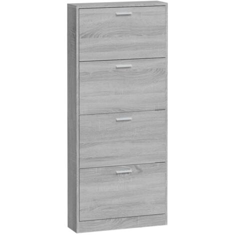 Zapatero zapatero mueble de almacenamiento entrada pasillo salón Sonoma 59 x 17 x 150 cm madera contrachapada gris 020022071