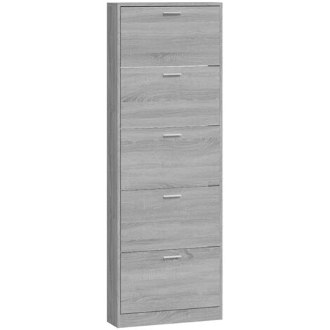 Zapatero zapatero mueble de almacenamiento entrada pasillo salón Sonoma 59 x 17 x 169 cm madera contrachapada gris 020022072