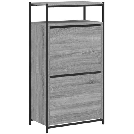 Zapatero zapatero mueble de almacenamiento entrada pasillo salón Sonoma 60 x 34 x 112 cm madera contrachapada gris 020022078