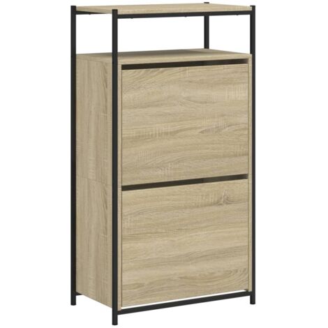 Zapatero zapatero mueble de almacenamiento entrada pasillo salón Sonoma 60 x 34 x 112 cm madera contrachapada marrón 020021710