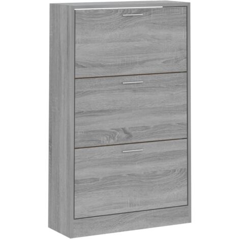 Zapatero zapatero mueble de almacenamiento entrada pasillo salón Sonoma 63 x 24 x 103 cm madera contrachapada gris 020022084