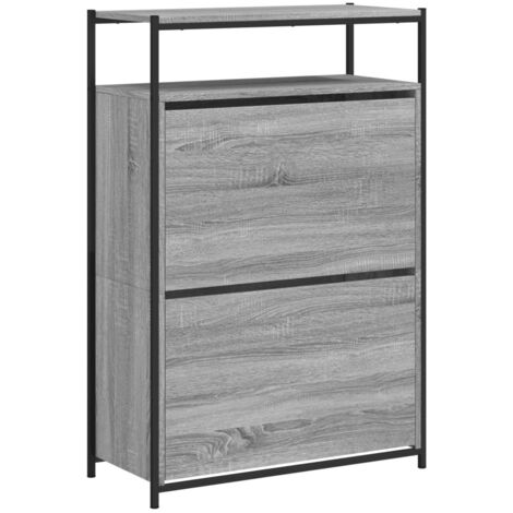 Zapatero zapatero mueble de almacenamiento entrada pasillo salón Sonoma 75 x 34 x 112 cm madera contrachapada gris 020022094