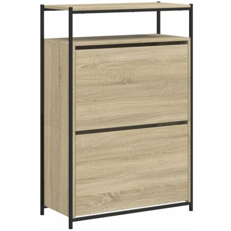 Zapatero zapatero mueble de almacenamiento entrada pasillo salón Sonoma 75 x 34 x 112 cm madera contrachapada marrón 020021729