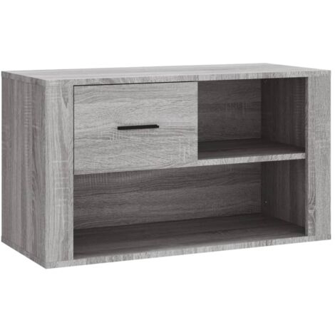 Zapatero zapatero mueble de almacenamiento entrada pasillo salón Sonoma 80 x 35 x 45 cm gris madera contrachapada 020022100