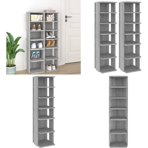 Zapateros 2 uds madera contrachapada gris Sonoma 27,5x27x102 cm - Armario - Almacenamiento