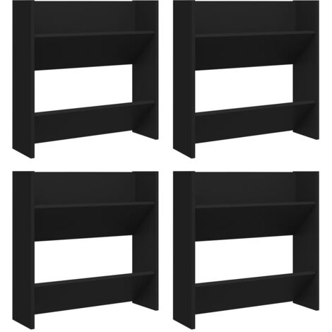 Zapateros zapatero mueble de almacenaje entrada pasillo salón de pared juego de 4 madera contrachapada negra 020022155