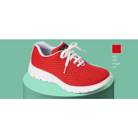 Zapatilla sanitaria tipo blucher con corte de rejilla y plantilla acolchada DIAN CALPE 46 Rojo