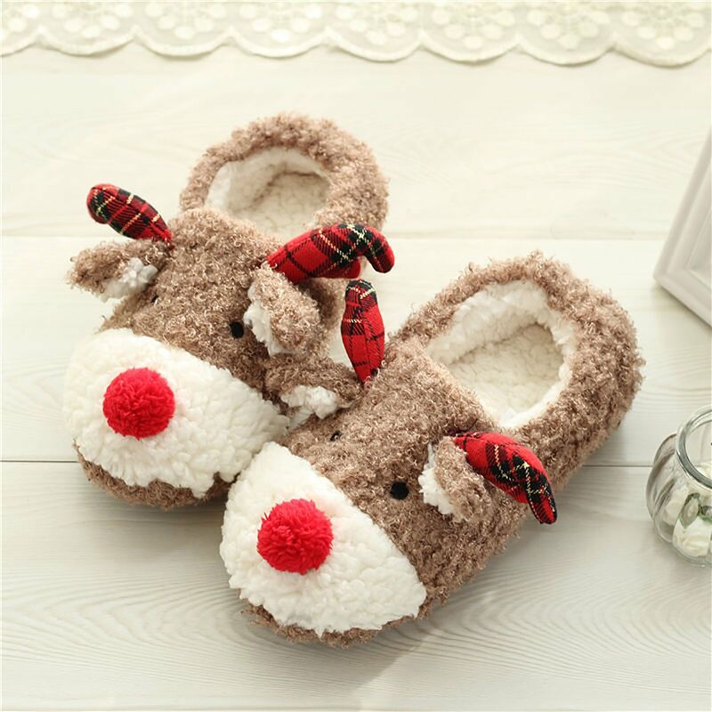 

Happyshopping - Zapatillas de invierno para mujer, suaves y calidas, suaves y antideslizantes, zapatos de piso para el hogar con dibujos animados