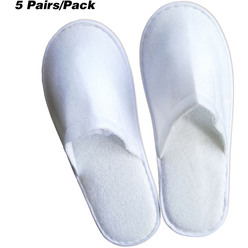 

Zapatillas desechables de tamano libre de 5 pares, estilo de punta cerrada, zapatillas suaves no tejidas, calzado para el hogar, hotel, estadia en