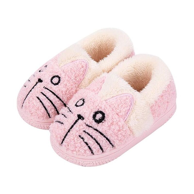 

Zapatillas para niñas Zapatillas de felpa Zapatillas de algodón para niños Zapatillas suaves de gato térmico para niños Rosa-22