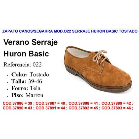 zapato canos-segarra mod.022 serraje huron basic tostado talla40