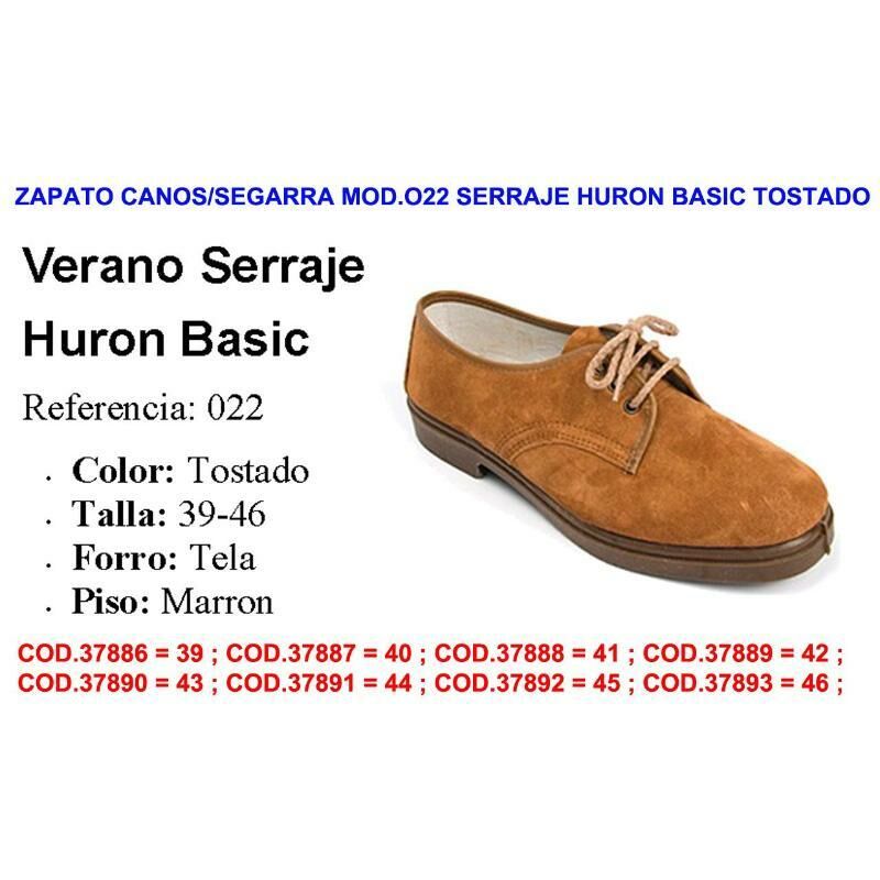 

zapato canos-segarra mod.022 serraje huron basic tostado talla43 - Mibricotienda