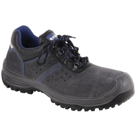 Zapato de Serraje Seguridad S1P+SRC Modelo Myron Color Gris y con Puntera de Carbono Light - Tallas de 36 a 47 42 Gris