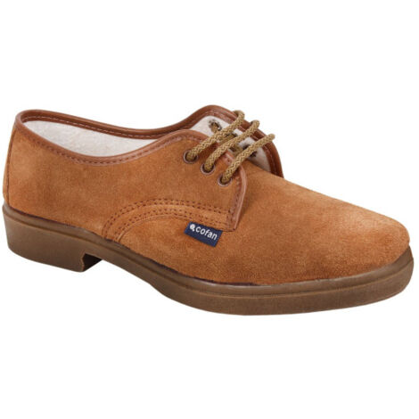 Zapato de Trabajo Modelo Estero con Piel de Serraje y Suelo de Caucho - Tallas de 39 a 46 45 Marrón