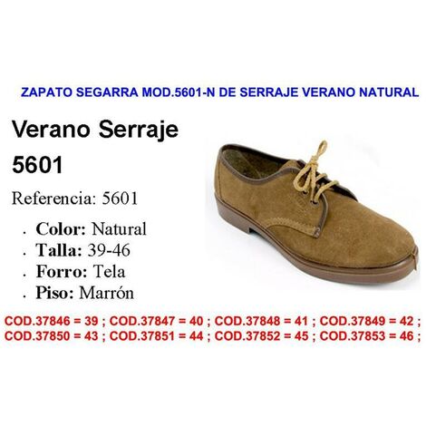 zapato segarra mod.5601-n de serraje verano natural talla 42