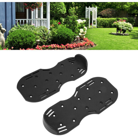 Zapatos aireadores de césped con fijaciones de aleación de zinc, placa de plástico y correas ajustables - Negro - 2 placas